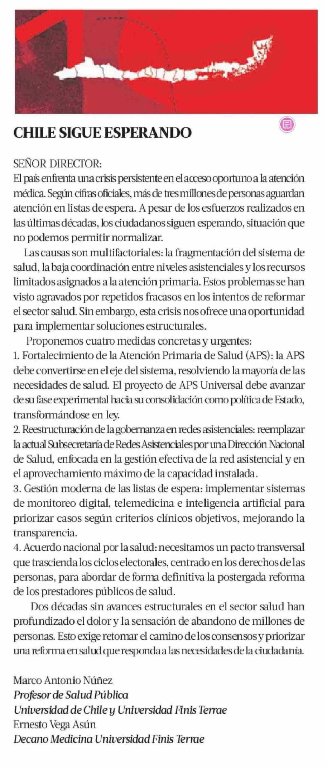 Carta al director – Ernesto Vega Marco Antonio Núñez