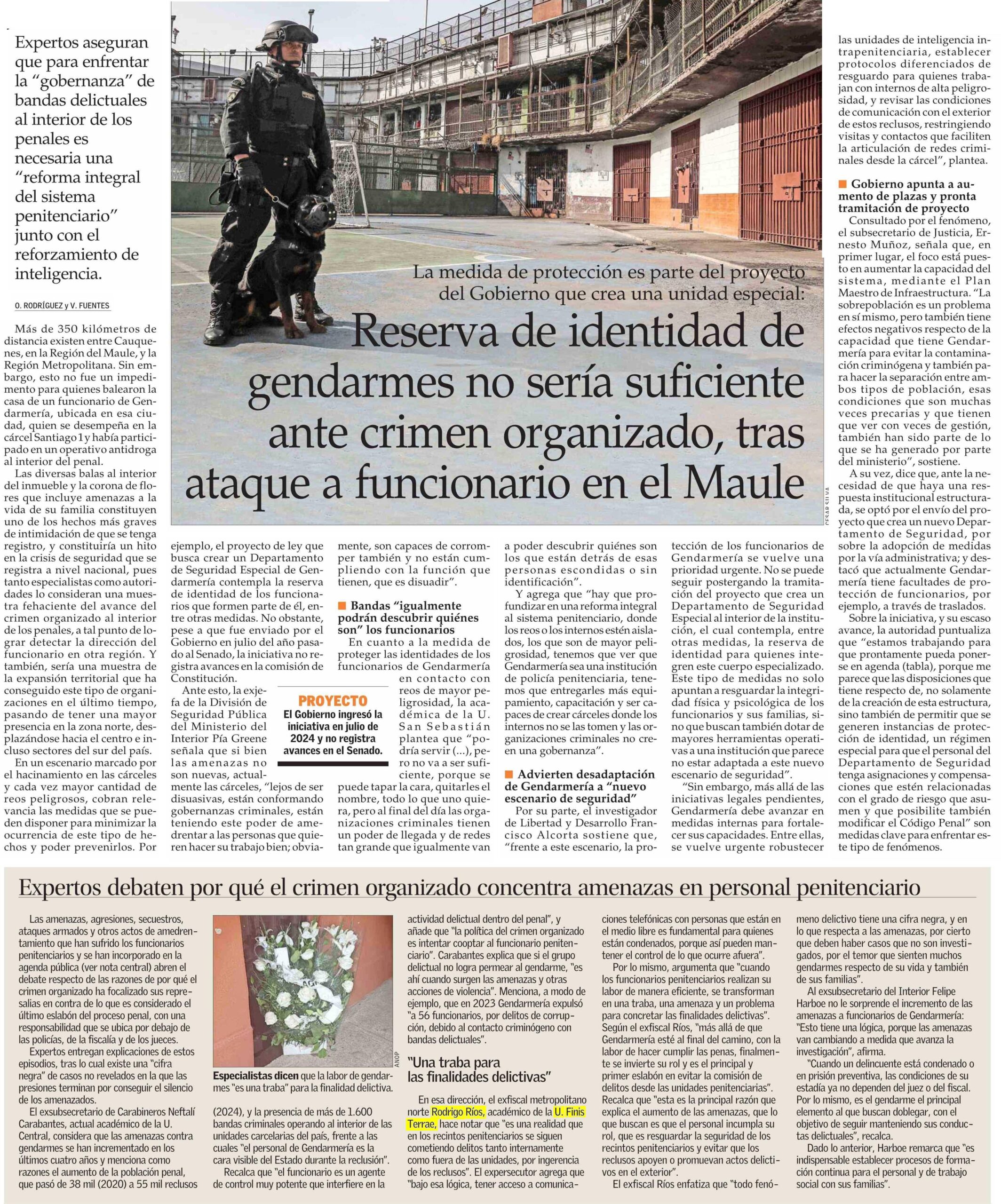 El-Mercurio-Gendarmeria-amenazas-crimen-organizado-Rodrigo-Rios-Facultad-Derecho-Universidad-Finis-Terrae-principal