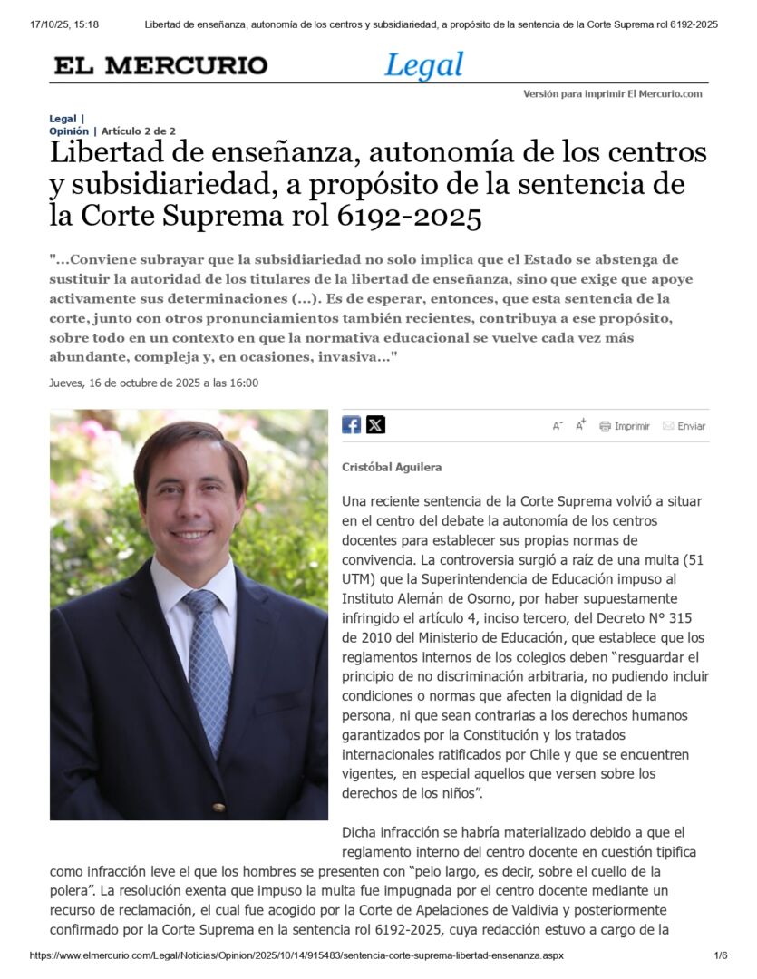 Libertad de enseñanza, autonomía de los centros y subsidiariedad, a propósito de la sentencia de la Corte Suprema rol 6192-2025_page-0001