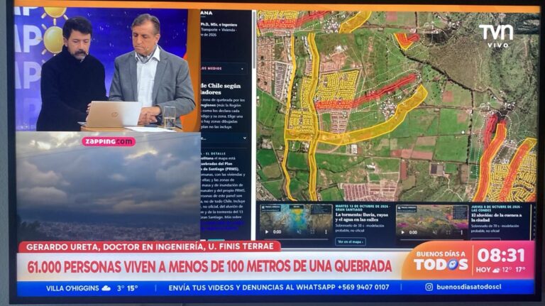 Dr. en Ingeniería Finis Terrae crea plataforma que permite conocer el riesgo de inundación y quebradas a nivel domiciliario